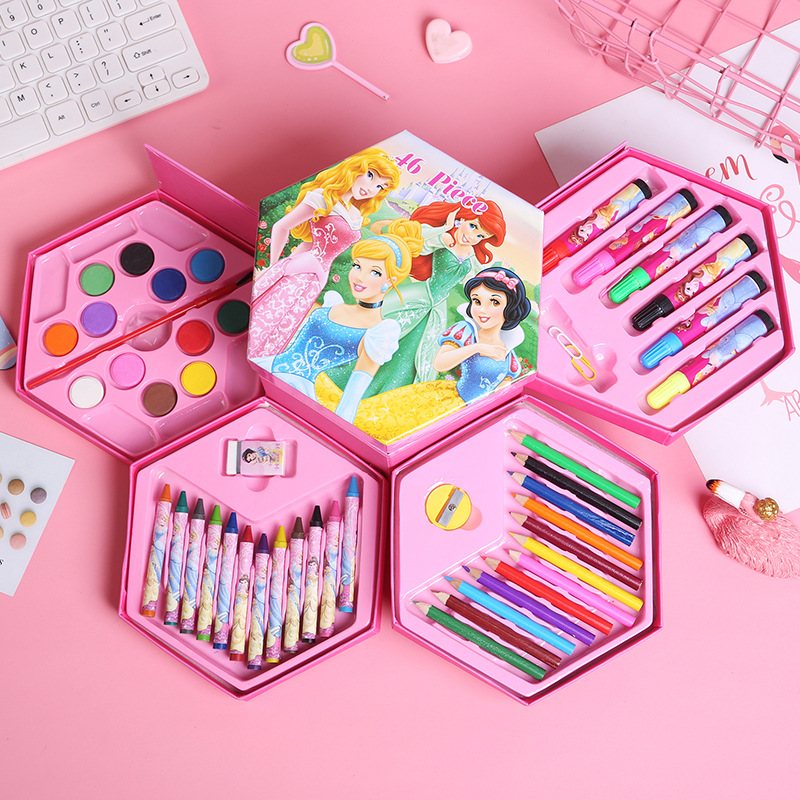 Coffret cadeau de papeterie en promotion, cadeau de Noël pour enfants, ensemble de 46 couleurs.